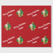Merry Christmas Tree Custom Name Personalized ラッピングペーパー (フラット)