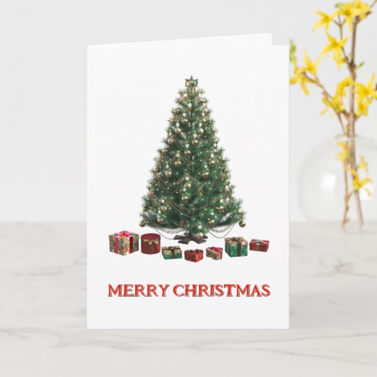 Merry Christmas. Tree (design 1) Folded Card カード (黄色い花)