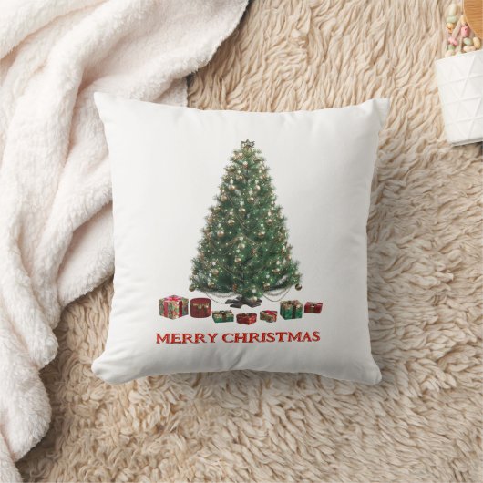 Merry Christmas. Tree (design 1) with gifts クッション (ブランケット)