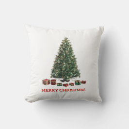 Merry Christmas. Tree (design 1) with gifts クッション