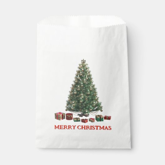 Merry Christmas. Tree (design 1) with gifts フェイバーバッグ (正面)