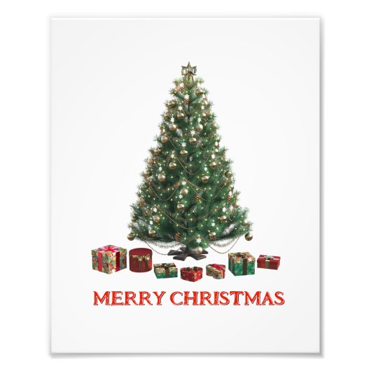 Merry Christmas. Tree (design 1) with gifts フォトプリント (正面)