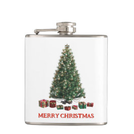 Merry Christmas. Tree (design 1) with gifts フラスク