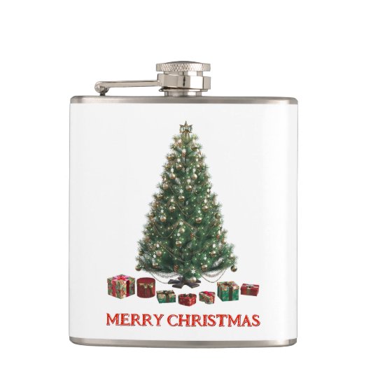 Merry Christmas. Tree (design 1) with gifts フラスク (正面)