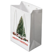 Merry Christmas. Tree (design 1) with gifts ミディアムペーパーバッグ (正面アングル)