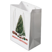 Merry Christmas. Tree (design 1) with gifts ミディアムペーパーバッグ (裏面アングル)