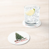 Merry Christmas. Tree (design 1) with gifts ラウンドペーパーコースター (インサイチュ)