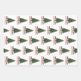 Merry Christmas. Tree (design 1) with gifts ラッピングペーパーシート