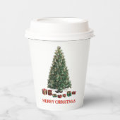 Merry Christmas. Tree (design 1) with gifts 紙コップ (正面)