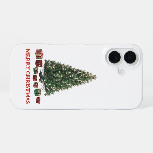 Merry Christmas. Tree (design 1) with gifts iPhone 16ケース (裏面横)