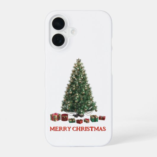 Merry Christmas. Tree (design 1) with gifts iPhone 16ケース (裏面)