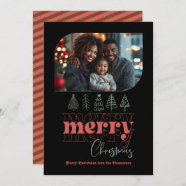 Merry Christmas Tree Doodle Modern Holiday Photo シーズンカード