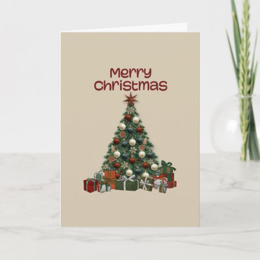Merry Christmas Tree Folded Greeting Card カード (正面)
