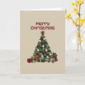 Merry Christmas Tree Folded Greeting Card カード (黄色い花)