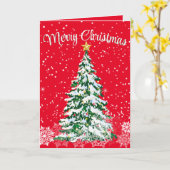 Merry Christmas Tree Folded Greeting Card カード (黄色い花)