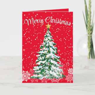Merry Christmas Tree Folded Greeting Card カード