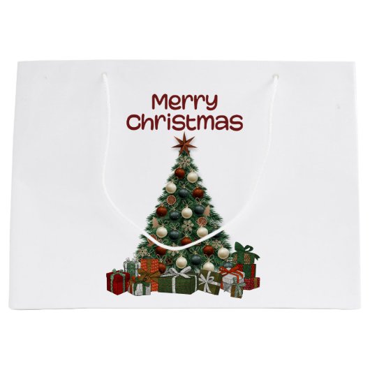 Merry Christmas Tree Gift Bag ラージペーパーバッグ (正面)