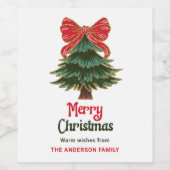 Merry Christmas Tree Holiday Party  ワインラベル (シングルラベル)