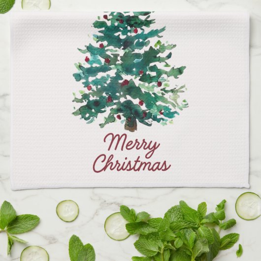 Merry Christmas Tree Kitchen Towel キッチンタオル (折り畳み)
