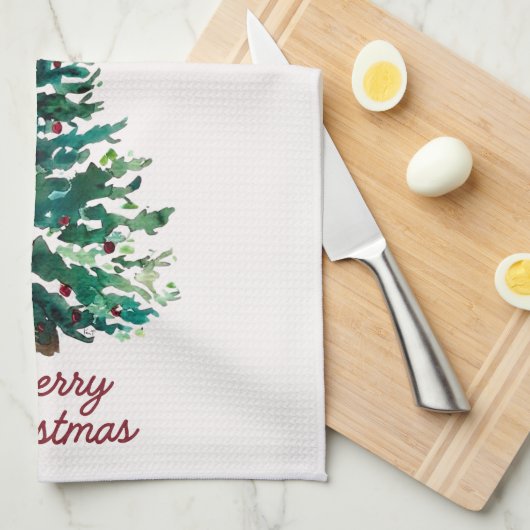 Merry Christmas Tree Kitchen Towel キッチンタオル (四つ折り)