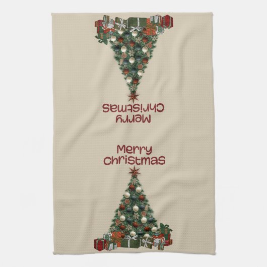 Merry Christmas Tree Kitchen Towels キッチンタオル (縦)