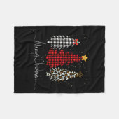 Merry Christmas Tree Leopard Plaid Printed フリースブランケット (正面(横))