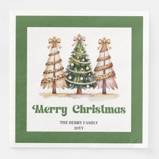 Merry Christmas Tree Leopard Print Napkins Custom! (正面)