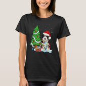 Merry Christmas Tree Light Santa Hat Dog Shih Tzu  Tシャツ (正面)