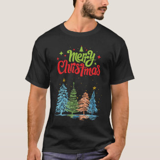 Merry Christmas Tree Men Black  Tシャツ