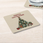 Merry Christmas Tree Paper Coaster スクエアペーパーコースター (アングル)