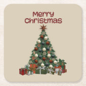Merry Christmas Tree Paper Coaster スクエアペーパーコースター (正面)