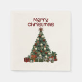 Merry Christmas Tree Paper Napkin スタンダードカクテルナプキン (正面)