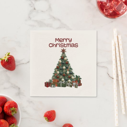 Merry Christmas Tree Paper Napkin スタンダードカクテルナプキン (インサイチュ)