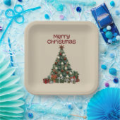 Merry Christmas Tree Paper Plate ペーパープレート (パーティー)