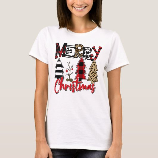 Merry Christmas Tree Patchwork Tシャツ (正面)