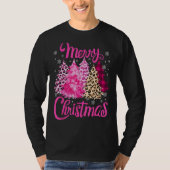 Merry Christmas Tree Pink  Xmas Leopard Matching F Tシャツ (正面)