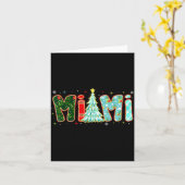 Merry Christmas Tree Plaid Mimi Aesthetic Mom Mama カード (黄色い花)