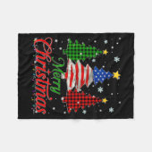 Merry Christmas Tree Plaid Us Flag Snowflake Xmas  フリースブランケット (正面(横))