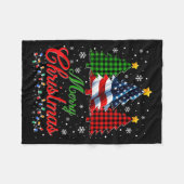 Merry Christmas Tree Plaid Us Flag Snowflake Xmas  フリースブランケット (正面(横))