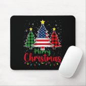 Merry Christmas Tree Plaid Us Flag Snowflake Xmas  マウスパッド (マウス)