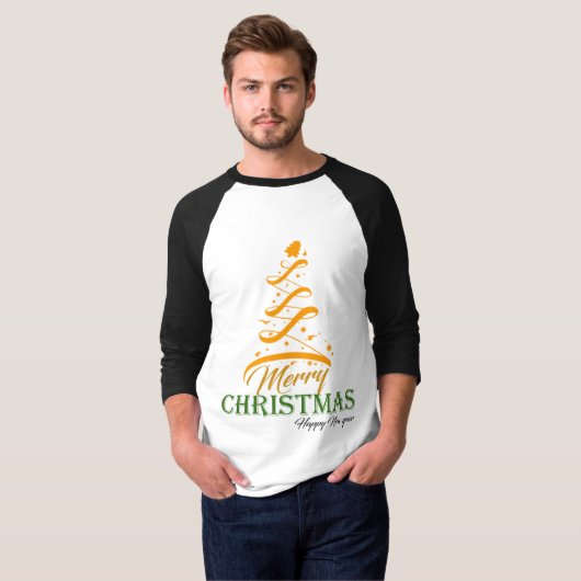 Merry Christmas Tree Raglan T-Shirt ⚾ | Freefit M  Tシャツ (正面フル)