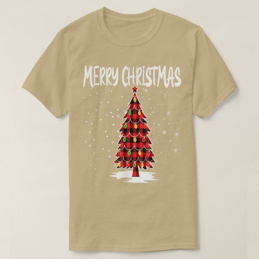 Merry Christmas Tree Red Buffalo Plaid Xmas Pajama Tシャツ (デザイン正面)