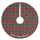 Merry Christmas Tree Red & Green Tartan Pattern ブラッシュドポリエステルツリースカート (正面)