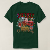 Merry Christmas Tree Red Tractor Lighting Farmer C Tシャツ (デザイン正面)