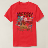 Merry Christmas Tree Red Tractor Lighting Farmer C Tシャツ (デザイン正面)