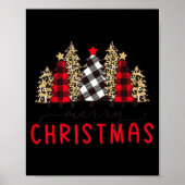 Merry Christmas Tree Shirts Funny Leopard Plaid Pr ポスター (正面)