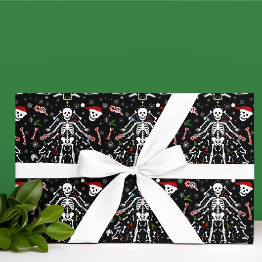 Merry Christmas Tree Skeleton Pattern ラッピングペーパー