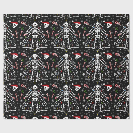 Merry Christmas Tree Skeleton Pattern ラッピングペーパー (フラット)