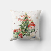Merry Christmas Tree Snowman and Presents クッション (裏面)