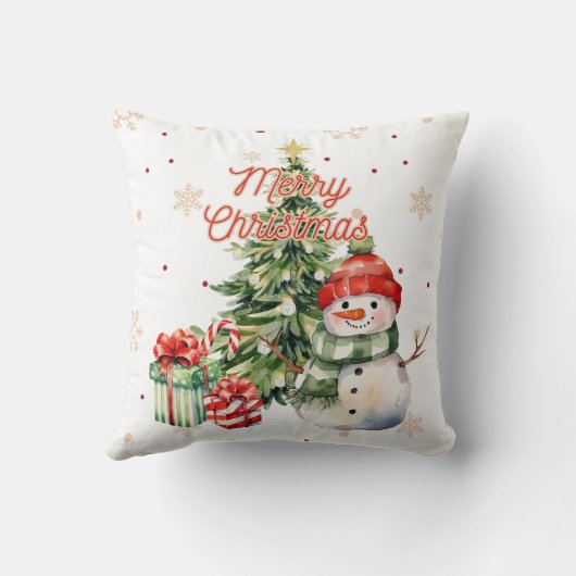 Merry Christmas Tree Snowman and Presents クッション (裏面)